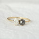 Natural Salt & Pepper Diamond Twin Ring, Solid 14k Gold Petite 2 stone Ring, Diamond Engagement Band Ring, Christmas Gift