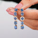Blue Sapphire Cluster Earring, Dangling Halo Earring, Sapphire Engagement Earring, Blue Gemstone Earring, September Birthstone Earring, Drop Proposal Earring, Bridal Jewelry