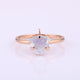 Genuine Trillion Moonstone Ring, 14k Rose Gold 3 Prong Solitaire Band Fine jewelry