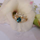 Moana Ring Set, Bridal Ring Stack, Montana Blue Sapphire, Diamonds in 14K Gold