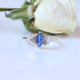 Marquise Montana Blue Sapphire,Baguette Diamond Prong Setting Petite Ring 14k Yellow Gold