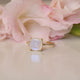 Cushion Moonstone 4 Prong Engagement Ring, 14k Yellow Gold, Diamond Petite Jewelry