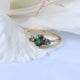 Teal Sapphire 3 Stone Engagement Ring,Solid 14k Gold Handmade Ring from MonBijoutier