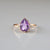 Natural Pear Cut Amethyst Bridal Ring, Solid 14k Yellow Gold SI Diamond Petite Jewelry, Dainty Stackable Ring, Perfect Gift For Girlfriend, Fiancé