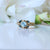 Cushion Cut Aquamarine Wedding Ring, Gold Beaded Halo Ring, Bezel Set Diamond Ring, Stackable Ring, Fine Jewelry