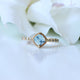 Cushion Cut Aquamarine Wedding Ring, Gold Beaded Halo Ring, Bezel Set Diamond Ring, Stackable Ring, Fine Jewelry