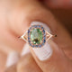 Oval Green Sapphire With Ceylon Blue Sapphire Halo Ring, 14k Solid Gold Unique Engagement Ring, Best Gift For Her, Proposal Ring