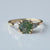 Moss Agate Engagement Ring, 14k Solid Gold Three Stone Ring, Side Pear Diamond Ring, Stackable Ring, Fine Jewelry