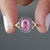 Oval Pink Sapphire With Ceylon Blue Sapphire Halo Ring, 14k Solid Gold Unique Engagement Ring, Best Gift For Her, Proposal Ring