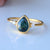 Teal Sapphire Engagement Ring, 14k Solid Gold Sapphire & Diamond Ring, Three Stone Ring, Beautiful Proposal Ring