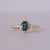 Solid 14k Yellow Gold Ring, Blue Sapphire and Diamonds Halo Ring, Wedding and Engagement Fine Jewelry