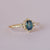 Solid 14k Yellow Gold Ring, Blue Sapphire and Diamonds Halo Ring, Wedding and Engagement Fine Jewelry