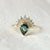 Genuine Pear Teal Sapphire With Natural SI Clarity Diamonds Ring, Solid 14k Yellow Gold Attached Crown Ring Set