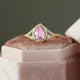 Pear Pink Sapphire Engagement Ring, 14k Solid Gold Split Band Ring, Diamond Studded Wedding Band Ring, Anniversary Ring