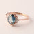 Oval Teal Blue Sapphire Wedding Band Ring, 14k Rose Gold Side Diamond Bridal Ring, Claw Prong Set Engagement Ring, Promise Rin