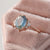 Oval Teal Blue Sapphire Wedding Band Ring, 14k Rose Gold Side Diamond Bridal Ring, Claw Prong Set Engagement Ring, Promise Rin