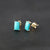 Four Prong Baguette Arizona Turquoise Stud Earrings, 14k Solid Gold Dainty Studs, Natural Turquoise Rectangle Studs, Push Back Fine Jewelry