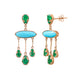 Oval Cut Turquoise & Emerald Chandelier Earring, Statement Drop Engagement Earring, Dangle Anniversary Earring, December Birthstone Earring, May Birthstone Earring, Party Wear Earring