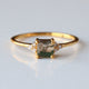 Moss Agate Ring, 14k Solid Gold Wedding Band Ring, Princess Moss Agate & Diamond Ring, Unique Engagement Ring, Dainty Stackable Ring