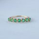 Emerald Engagement Ring In Solid 14k Yellow Gold Rose Cut Handmade Ring, Multi Prong Set Half Eternity Band,