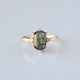 Unique Moss agate & Diamond Engagement ring, Unique Gold Promise Ring, 14K Yellow Gold Alternate 3 Stone Ring