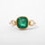 Cushion Cut Emerald & Diamond Wedding Ring, Three Stone Ring, Bezel Set Ring, Diamond Engagement Ring, Green Gemstone Ring, May Birthstone Ring, Statement Proposal Ring, Bridal Jewelry