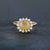 Unheated Yellow Sapphire & Diamond Halo Engagement Ring, 14k Solid Gold Bridal Ring, September Birthstone Ring, Perfect Gift for Her