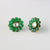 Green Emerald Flower Stud Earrings, Giant Stud Earrings, Bezel Set Big Stud Earrings, 14k Solid Gold Flower Studs, Unique Ruby Earrings,