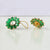 Green Emerald Flower Stud Earrings, Giant Stud Earrings, Bezel Set Big Stud Earrings, 14k Solid Gold Flower Studs, Unique Ruby Earrings,