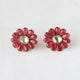 Ruby & Diamond Floral Earrings, Giant Stud Earrings, Bezel Set Big Stud Earrings, 14k Solid Gold Flower Studs, Unique Ruby Earrings,