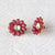 Ruby & Diamond Floral Earrings, Giant Stud Earrings, Bezel Set Big Stud Earrings, 14k Solid Gold Flower Studs, Unique Ruby Earrings,