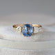 Ceylon Sapphire Engagement Ring, Cushion Blue Sapphire Ring, 2 Heart Diamond Unique Ring, Solid 14k Yellow Gold Handmade Fine Jewelry, Perfect Gift For Her