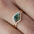 Kite Moss Agate & Diamond Engagement Ring, Diamond Nesting Band, 14k Solid Gold Ring Set, Bridal Ring Set, Matching Band