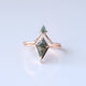 Kite Shape Moss Agate With Diamond Engagement Ring Set, 14k Solid Gold Ring, Beautiful Bridal Ring Set, Anniversary Gift