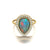 3Ct Ethiopian Pear Teardrop Opal Beautiful Engagement Ring, Natural White Diamonds 14k Yellow Gold Halo Unique Wedding Handmade Ring