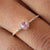 Pink Sapphire Heart Ring, Diamond Halo Ring, 14k Solid Yellow Gold Band, Proposal Ring, Dainty Stackable Ring, Love Ring