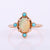 Natural Fire Opal Turquoise Ring, Alternate Engagement Ring, 14k Yellow Gold Fine Gift Jewelry