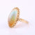 Ethiopian Opal Chain Ring, Solid 14k Yellow Gold Oval Shaped Handmade Fine Jewelry