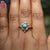 Vintage Style Turquoise and Rainbow Moonstone Ring, Arizona Turquoise Engagement Ring Yellow Gold, Turquoise Moonstone Marquise Ring Women