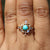 Vintage Style Turquoise and Rainbow Moonstone Ring, Arizona Turquoise Engagement Ring Yellow Gold, Turquoise Moonstone Marquise Ring Women