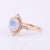 Gorgeous Moonstone Grand Engagement Ring,14k Rose Gold Halo Diamond Jewelry