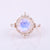 Gorgeous Moonstone Grand Engagement Ring,14k Rose Gold Halo Diamond Jewelry