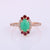 Oval Green Chrysoprase, Trio Ruby with Natural Pave Diamonds Halo Wedding Ring from Solid 14k Yellow Gold