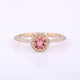 Natural Pink Tourmaline Ring, Halo Diamond Ring 14k Gold Jewelry For Wedding