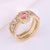 Pink Tourmaline,Natural Diamonds,14k Gold Bridal Ring Set