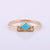 Kite Turquoise Wedding Ring, Solid 14k Yellow Gold, SI Clarity Diamond Jewelry