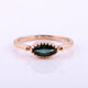 Teal Sapphire Marquise Milgrain Ring ,14k Rose Gold Horizontal Solitaire Band Jewelry