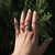 Chrysoprase Pave Diamond, Ruby Ring, Marquise Garnet Stack 14k Gold Fine Jewelry