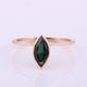 Unique Green Sapphire Marquise Bezel Set Ring, 14k Rose Gold Solitaire Band Fine Jewelry