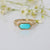 Genuine Turquoise Hexagon Band Ring 14k Yellow Gold Diamond Crown Jewelry